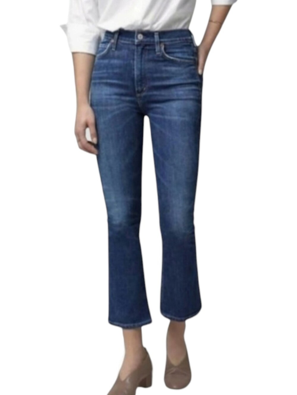 Citizens Of Humanity Anthropologie Demy Cropped Flare Jeans Premium Vintage 24